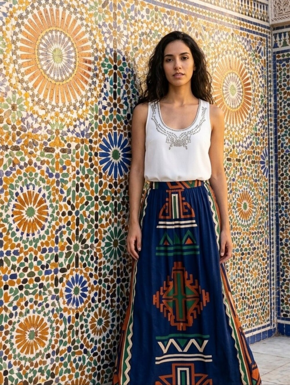 Metal Beaded Sleeveless Tank Top